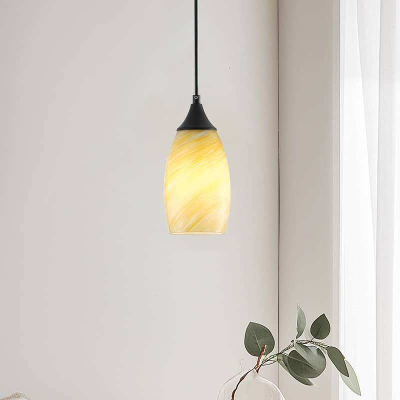 Black Metal and Glass Pendant Light for Kitchen Island Dining Room