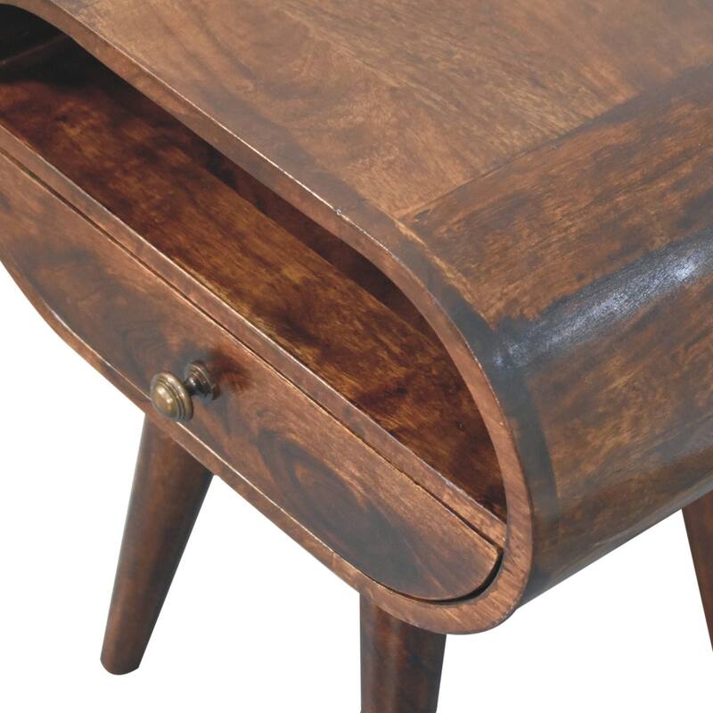 HomeRoots 21" Walnut Solid Wood Oval One Drawer Nightstand