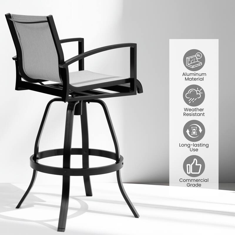 Outdoor All-weather Swivel Aluminum Bar Stools Sunbrella