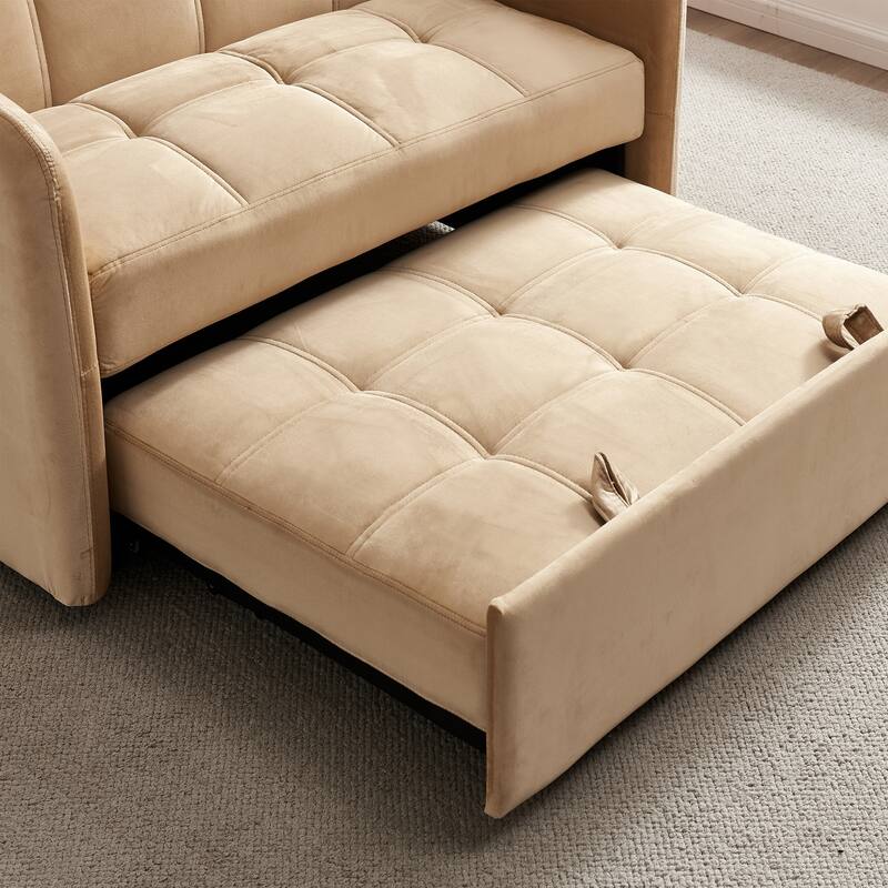 Velvet Sofa Bed with Two Pillows and Comfortable Support