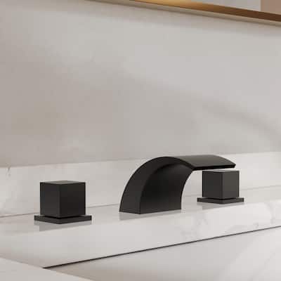 GRANDJOY Low Arc Waterfall Widespread Bathroom Sink Faucet