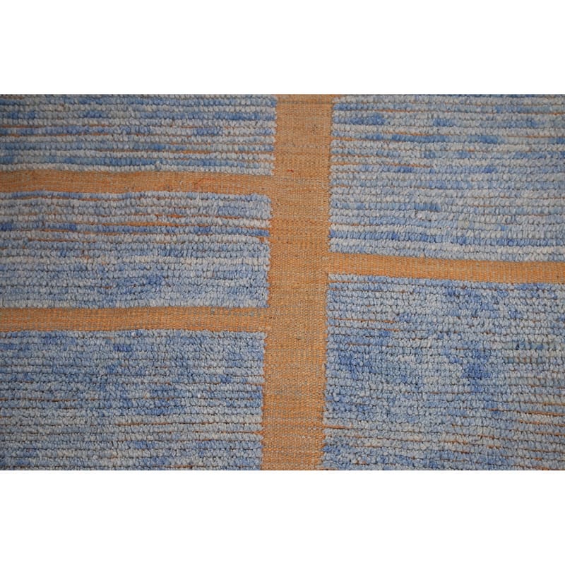 Blue Moroccan Large Oriental Area Rug Hand-Knotted Wool Carpet - 10'1" x 14'7"