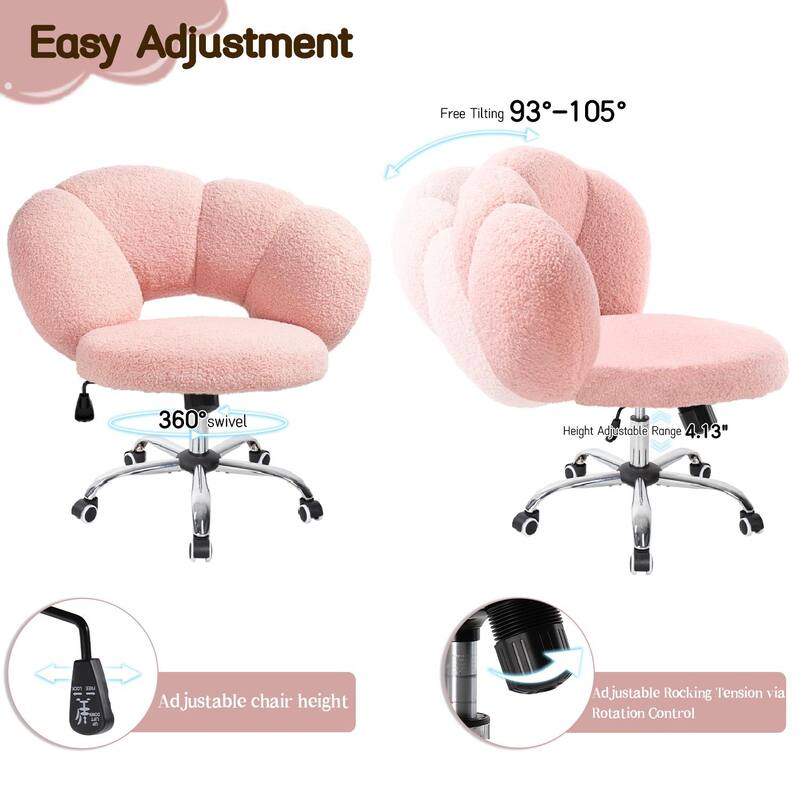 BOSSIN Cloud-Shaped Vanity Chair - Adjustable Swivel Desk Chair with Casters, Office chair for Bedroom, Office & Living Room