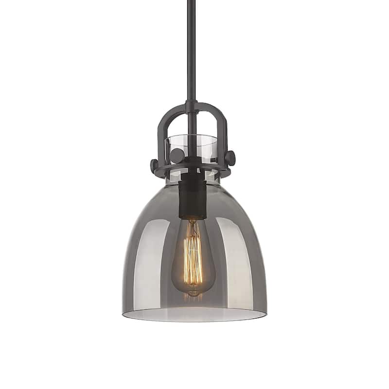 Innovations Lighting 410-1SS-12-8 Newton Bell Pendant Newton Bell 8" - Matte Black / Plated Smoke