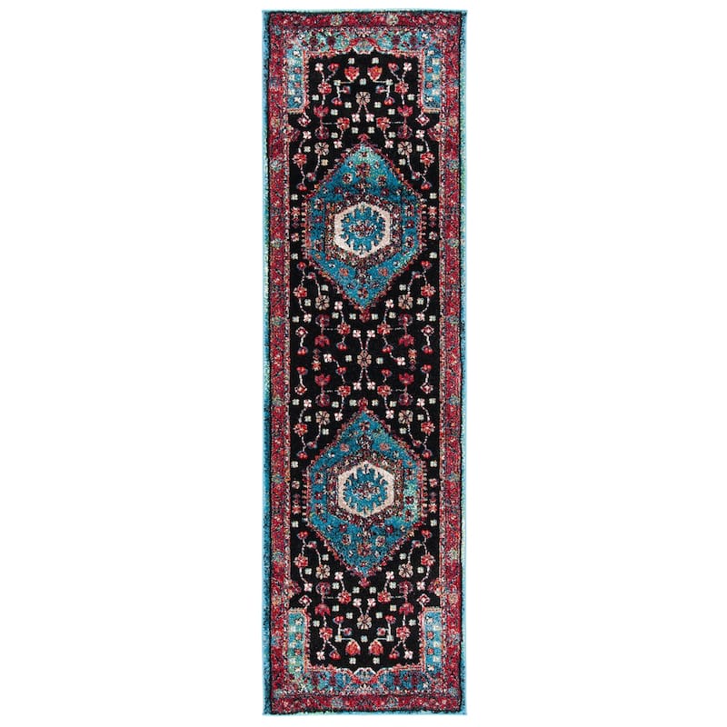 SAFAVIEH Vintage Hamadan Gertie Traditional Oriental Rug - 2'3" x 8' Runner - Turquoise/Black