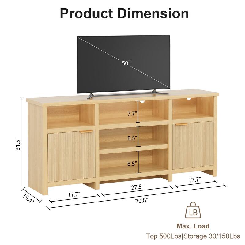 Pocassy LED Farmhouse TV Stand for 75 Inch