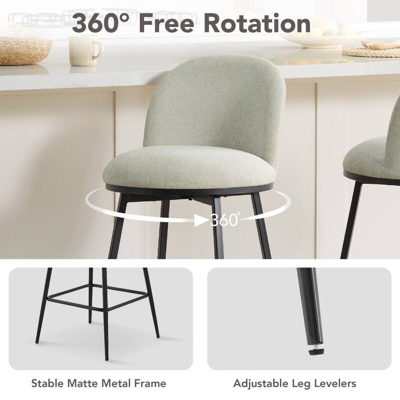 Beverly Swivel Counter Bar Stool Set 26 in Barstools with Metal Frame