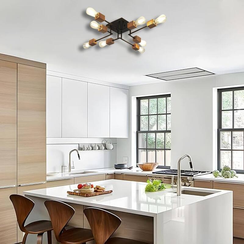 8 Light bulb light black kitchen light iron dining light fixtures - N/A