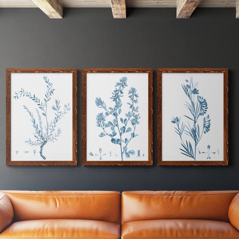 Antique Botanical in Blue VII-Premium Framed Canvas - Ready to Hang - Multi-Color