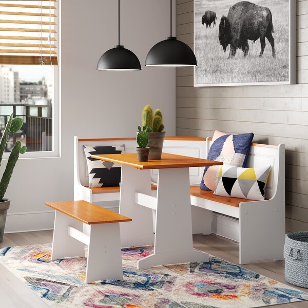 55" Dinning Room Table Set for 4-6, Farmhouse 3-Piece Kitchen Table ...