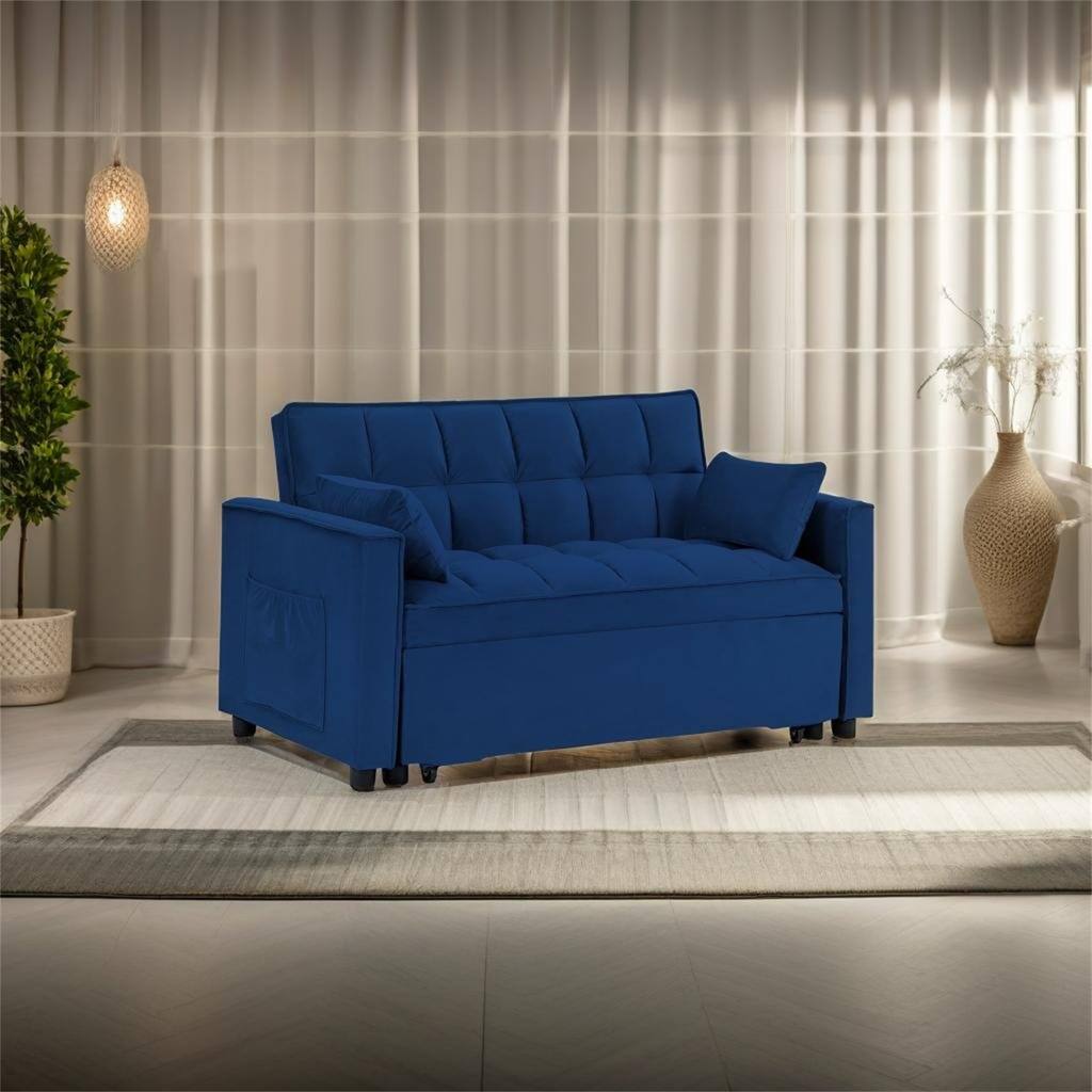 55" Modern Velvet Convertible Sleeper Sofa Bed