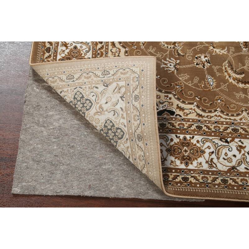 Traditional Brown Floral Oriental Tabriz Area Rug Turkish Carpet