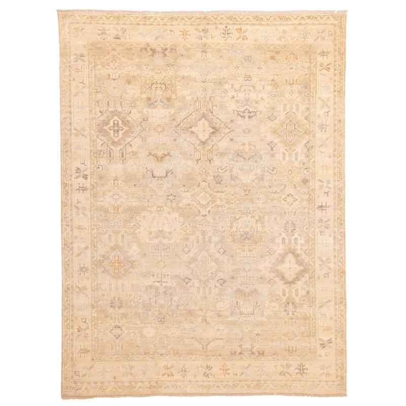 ECARPETGALLERY Hand-knotted Kavya Oushak Light Khaki Wool Rug - 8'10 x 11'9