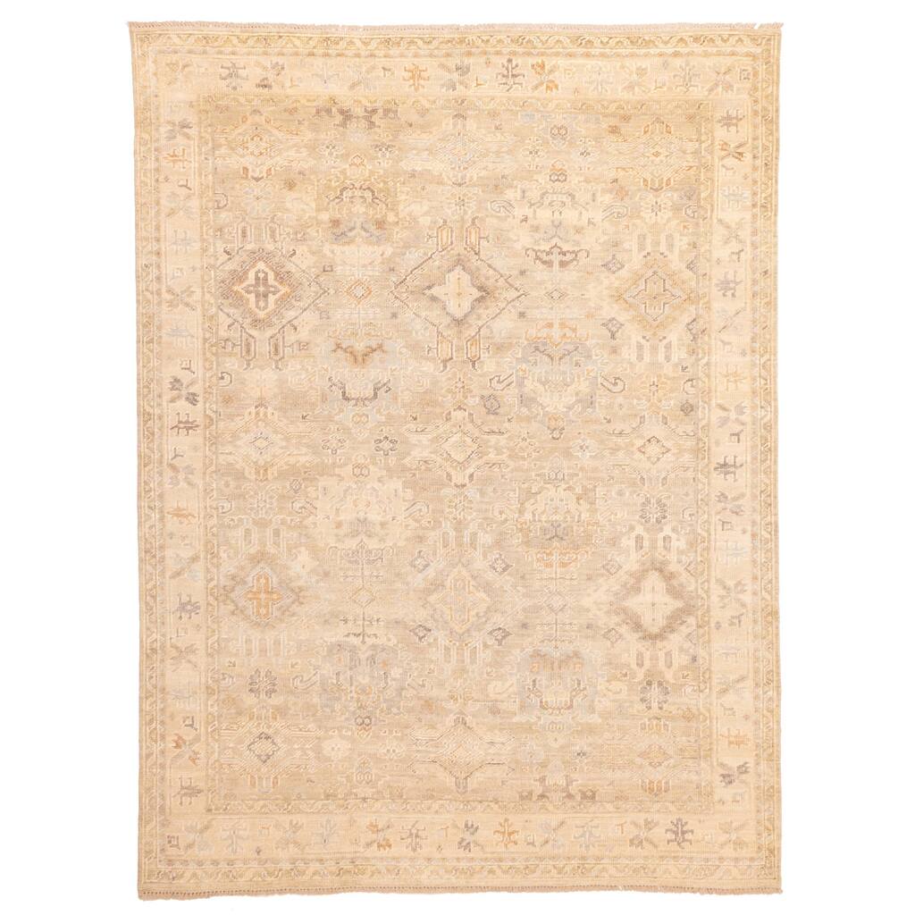 ECARPETGALLERY Hand-knotted Kavya Oushak Light Khaki Wool Rug - 8'10 x 11'9