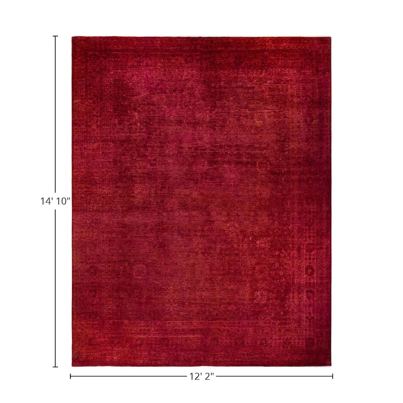 Overton Hand Knotted Wool Vintage Inspired Modern Contemporary Overdyed Pink Area Rug - 12' 2" x 14' 10"