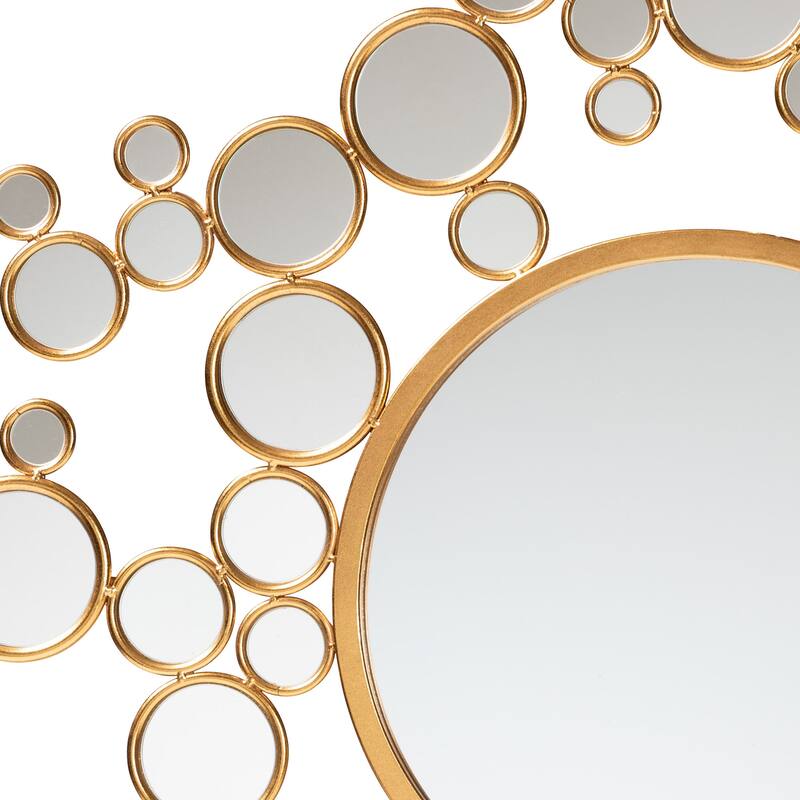 Castiel Modern Glam and Luxe Antique Goldleaf Metal Bubble Accent Wall Mirror - Antique goldleaf