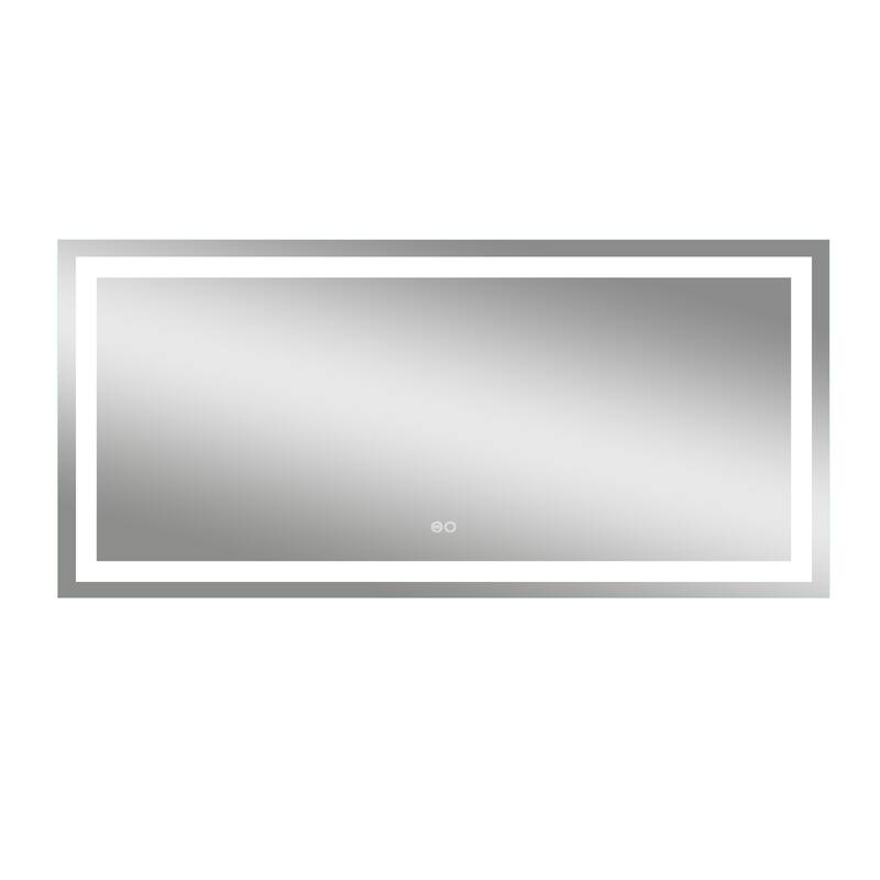 28'' H x 60'' W LED Bathroom Frameless Mirror Anti-Fog With Touch Switch Memory(Horizontal/Vertical) - Silver