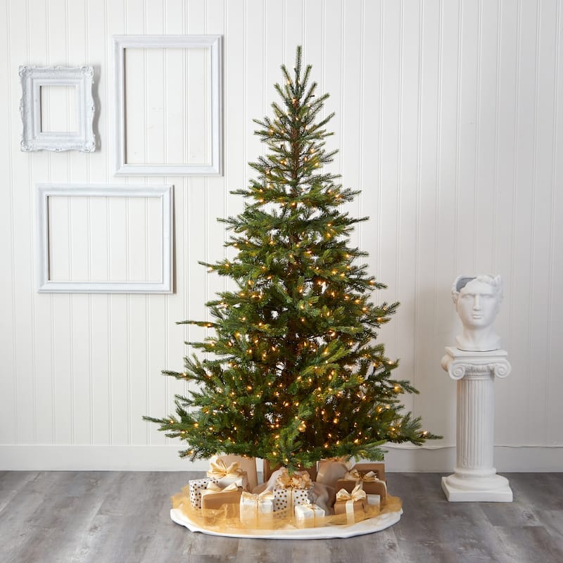 7ft. Spruce Artificial Christmas Tree with 931 Branches - Classic Full-Bodied Seasonal Holiday X-Mas Display