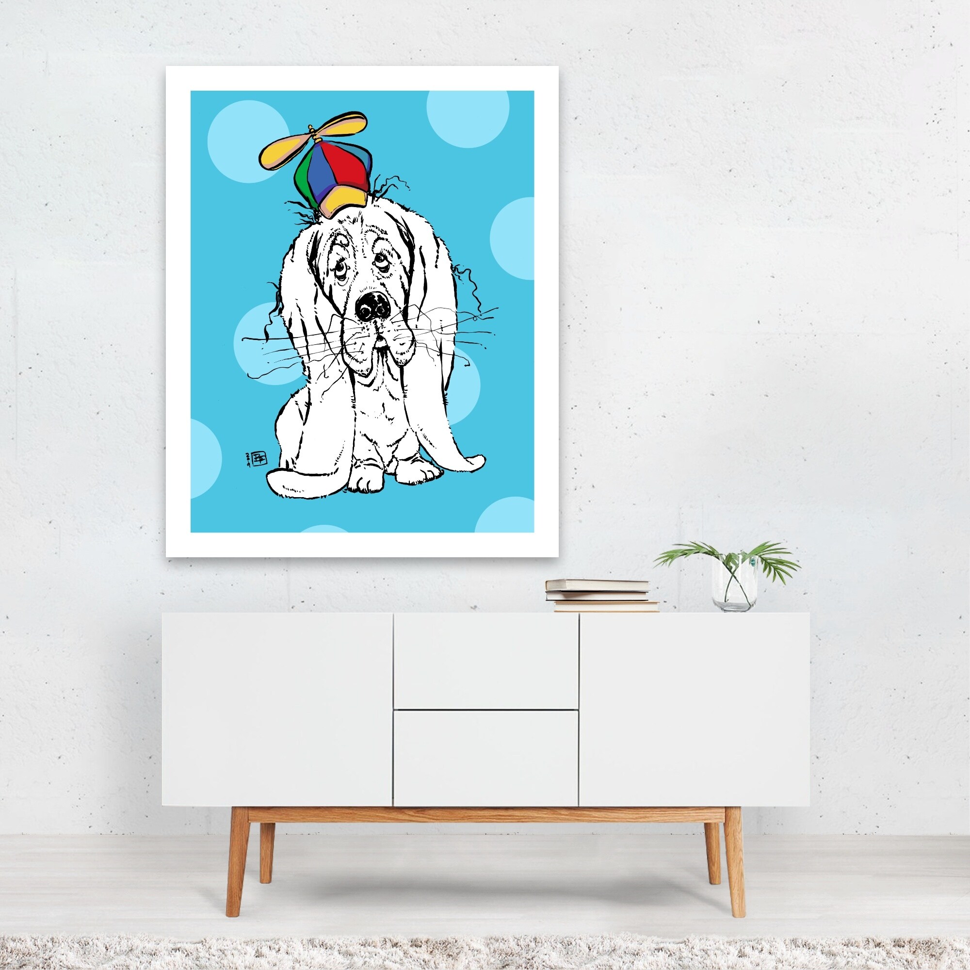 Shop Animals Basset Hound Blue Cute Animal Unframed Wall Art Print Poster Overstock 31233099
