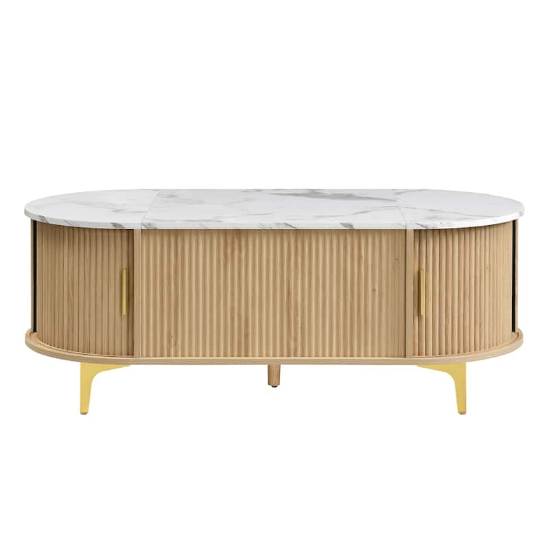 Scott Living - Nova Modern Lift-Top Coffee Table with Sliding Doors, Large Drawer, and Smart Storage Design
