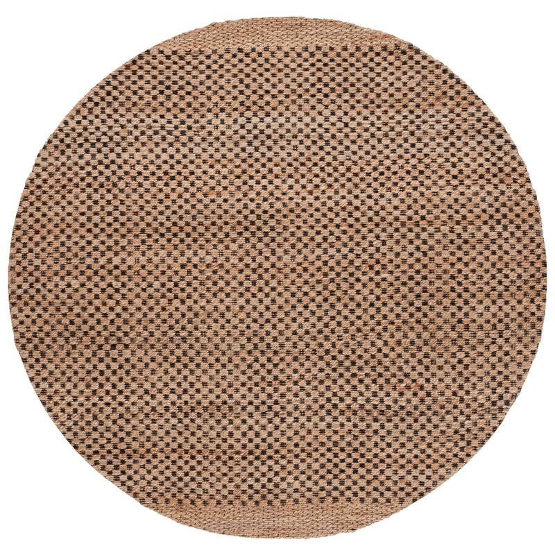SAFAVIEH Hand-Woven Natural Fiber Maribel Casual Jute Rug - 6'6" Round - Natural/Black