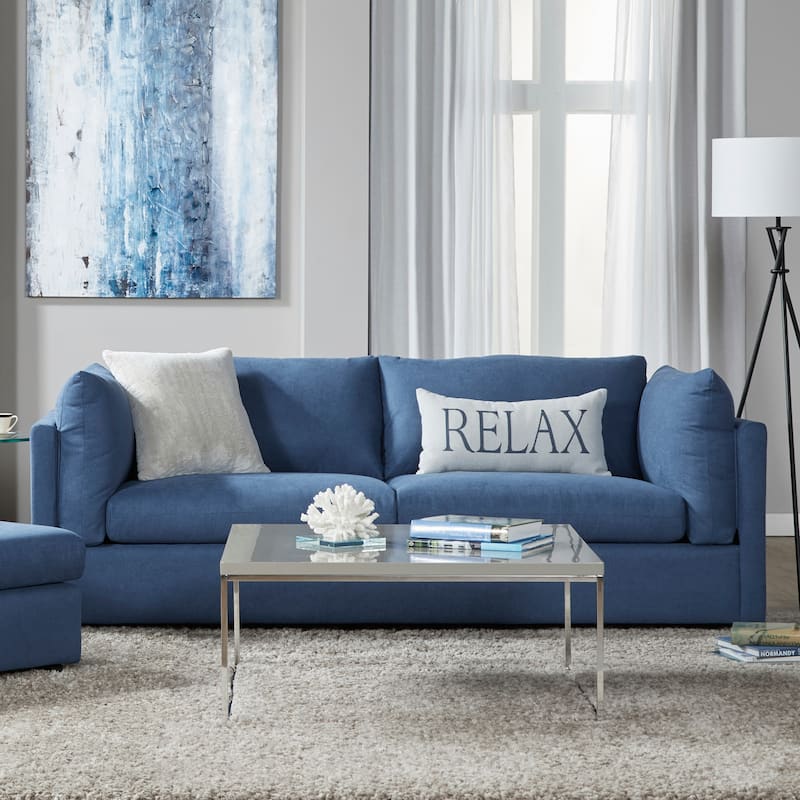 Roundhill Furniture Enda Pillow Back Fabric 3-Piece Sofa and Cuddler Chair Set