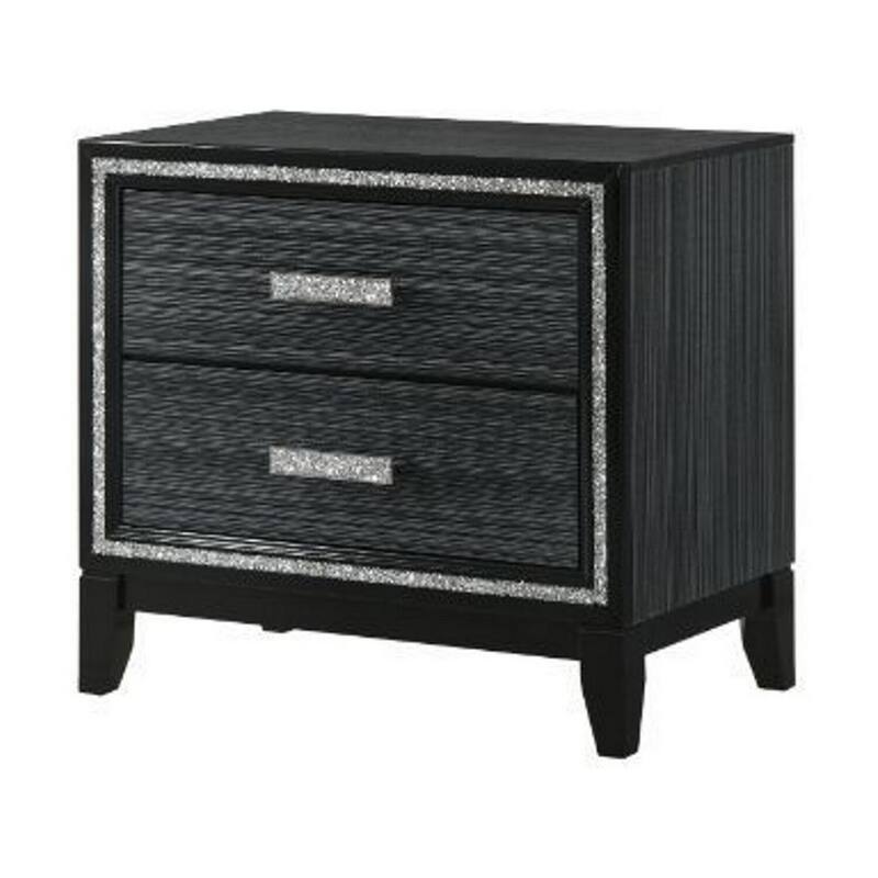 Black 2 Drawer 17 in. W Nightstand with Sturdy Hardware and Ample Storage