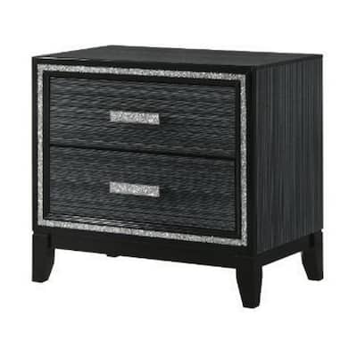 Black 2 Drawer 17 in. W Nightstand with Sturdy Hardware and Ample Storage