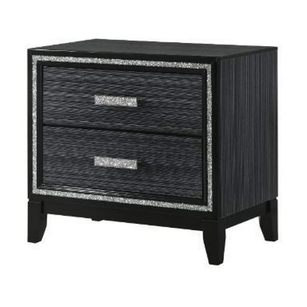 Black 2 Drawer 17 in. W Nightstand with Sturdy Hardware and Ample Storage
