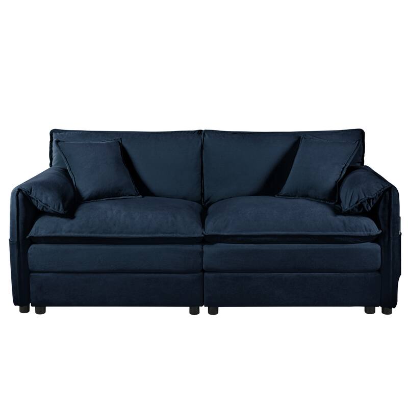 75.59" Chenille Modular Sectional Sofa with Ottoman & Deep Seat