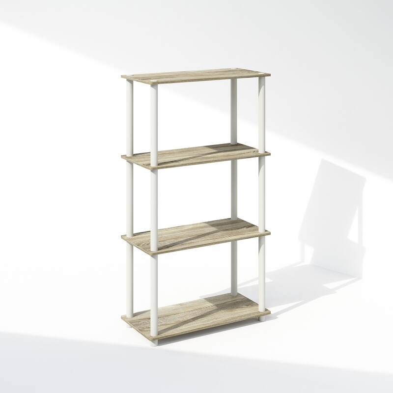 43.25 in. Tall Oak/White Wood 4-Shelf Bookcase