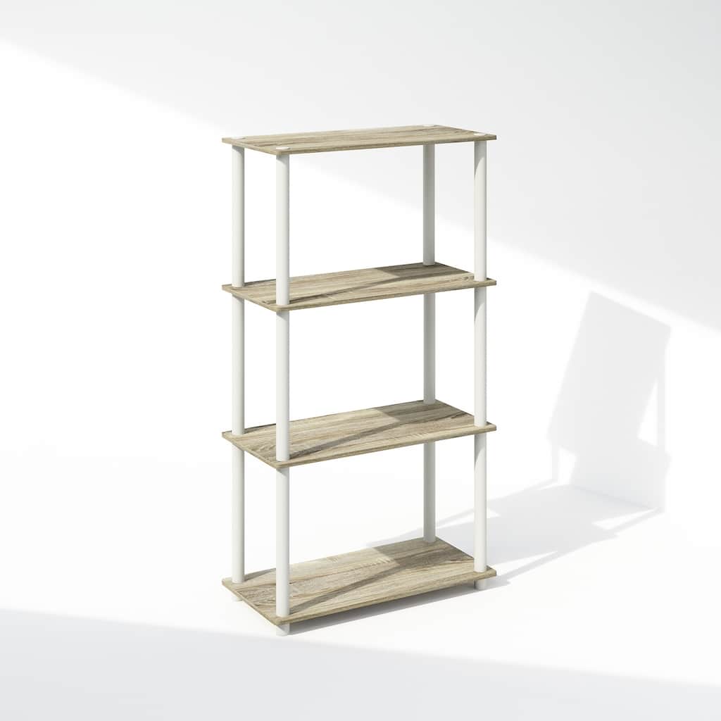 43.25 in. Tall Oak/White Wood 4-Shelf Bookcase