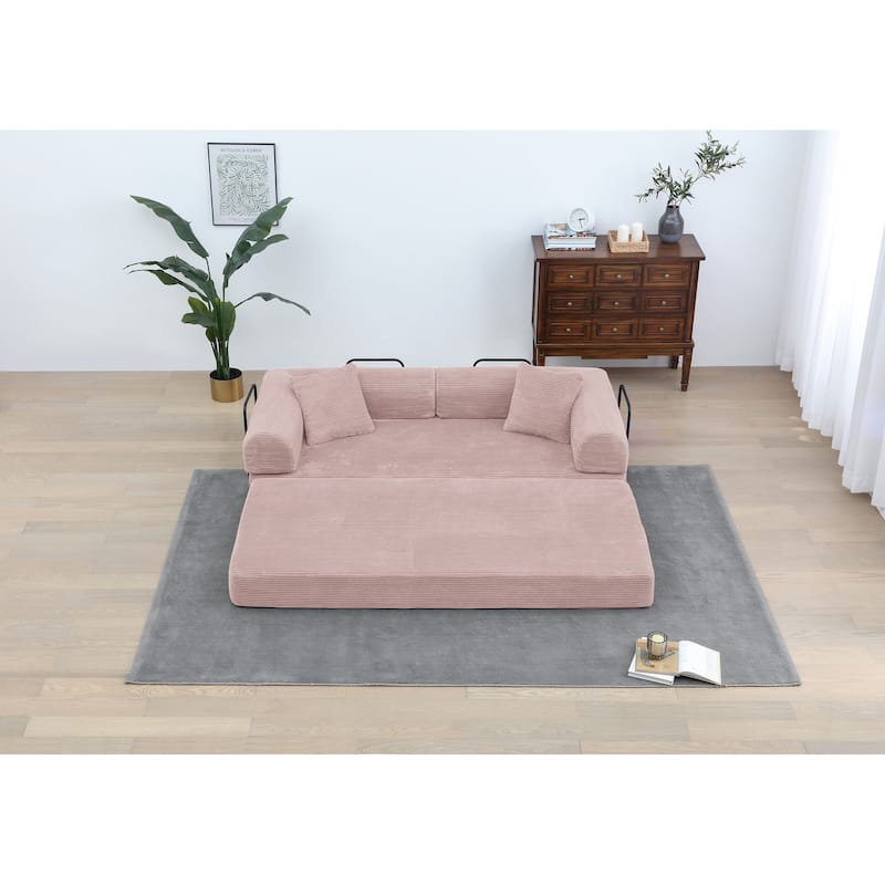 Twilight 2 - Piece Convertible Sleeper Sofa Bed, Corduroy Folding Mattress Couch with Fixed-Shape Framefor Cozy Living Spaces