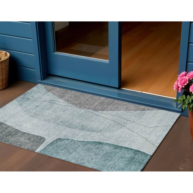 HomeRoots Abstract Transitional Rectangle Outdoor Rug - 3' x 5'