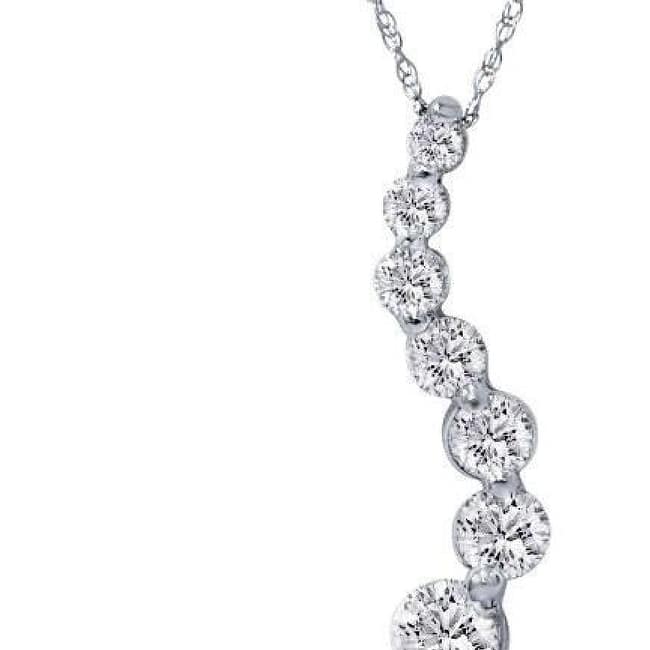1ct Lab Created Diamond Journey Pendant White Gold