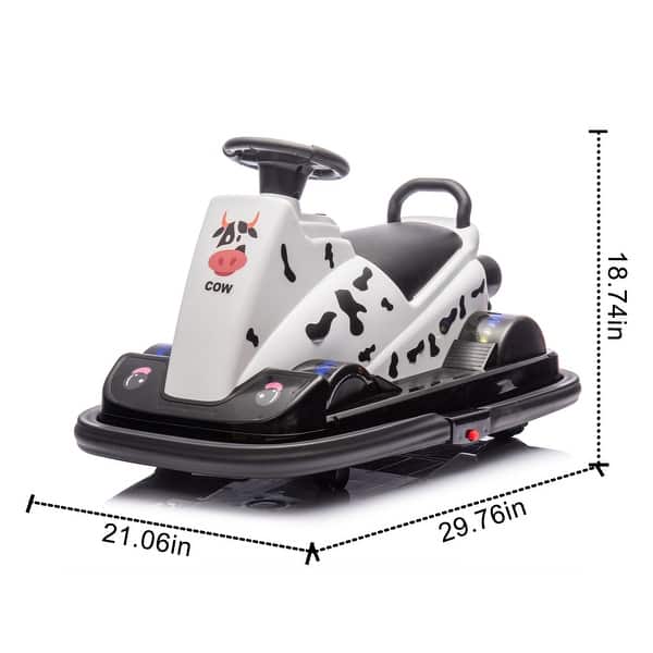 dimension image slide 3 of 4, 360° Rotating Electric Bumper Car for Kids with Lights, Dual Motors & Sounds