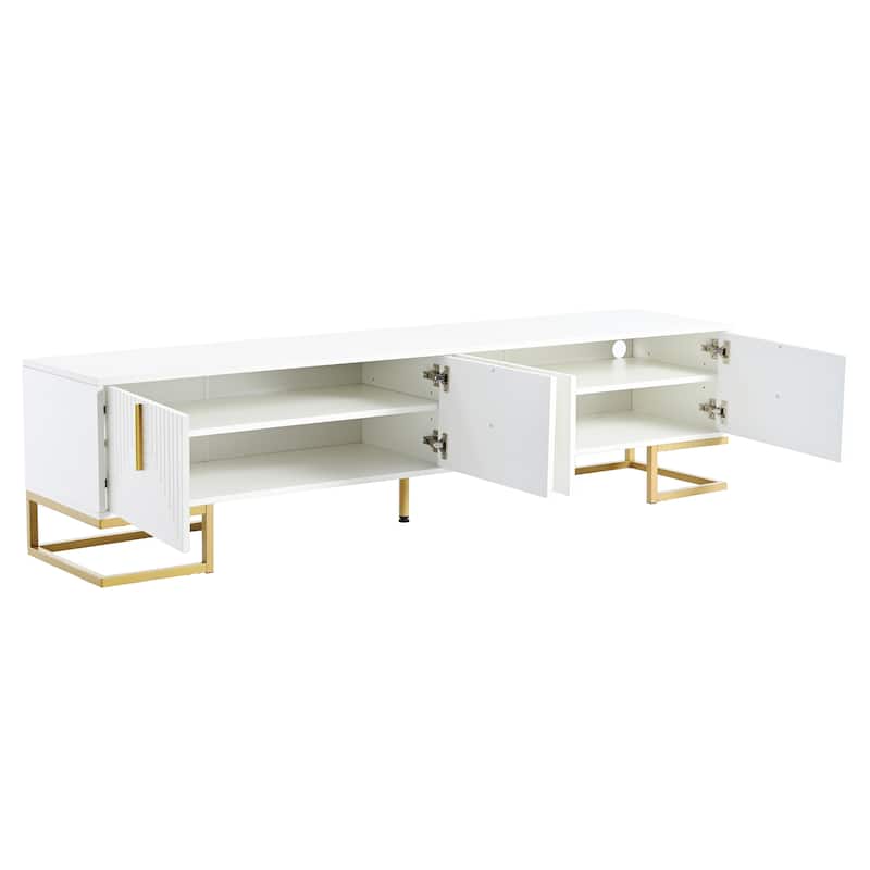 70" TV Stand with Gold Handles & Adjustable Shelves for TVs Up to 80"