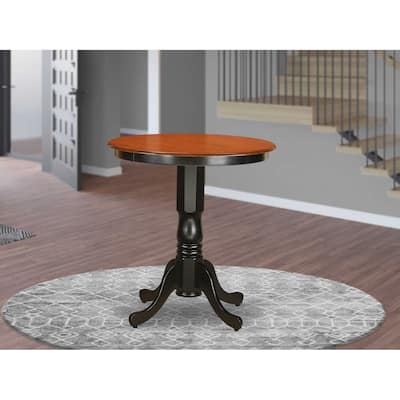 Round Counter Height Dining Table 30 Inch - Black Cherry Finish Pedestal Kitchen Dinette Table