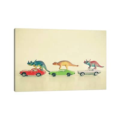 iCanvas "Dinosaurs Ride Cars" by Cassia Beck Canvas Print