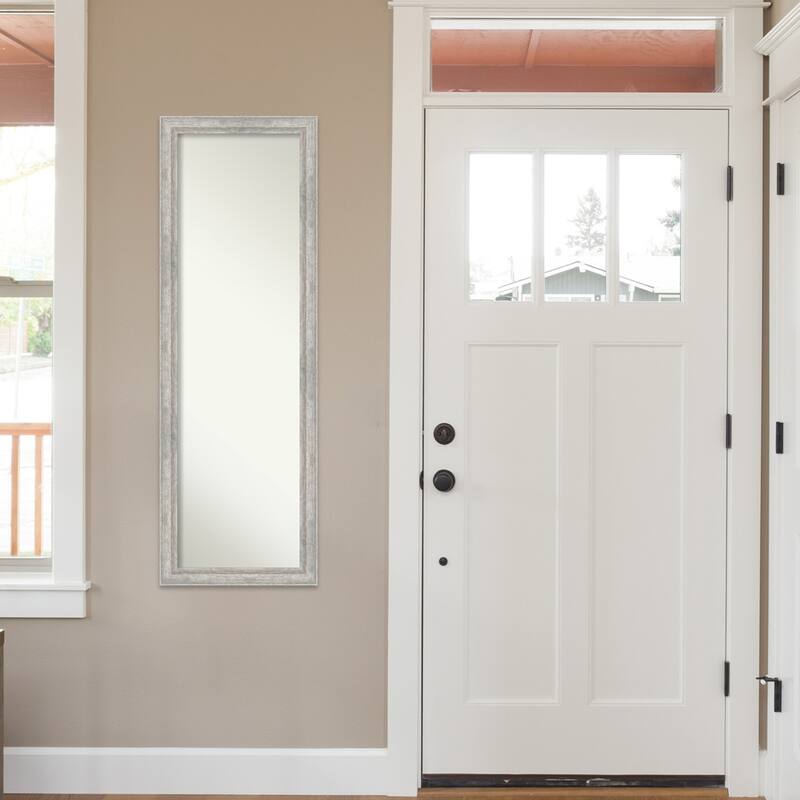 Angled Non-Beveled Wood Framed Full-Length On the Door Mirror - Glass Size 14x48