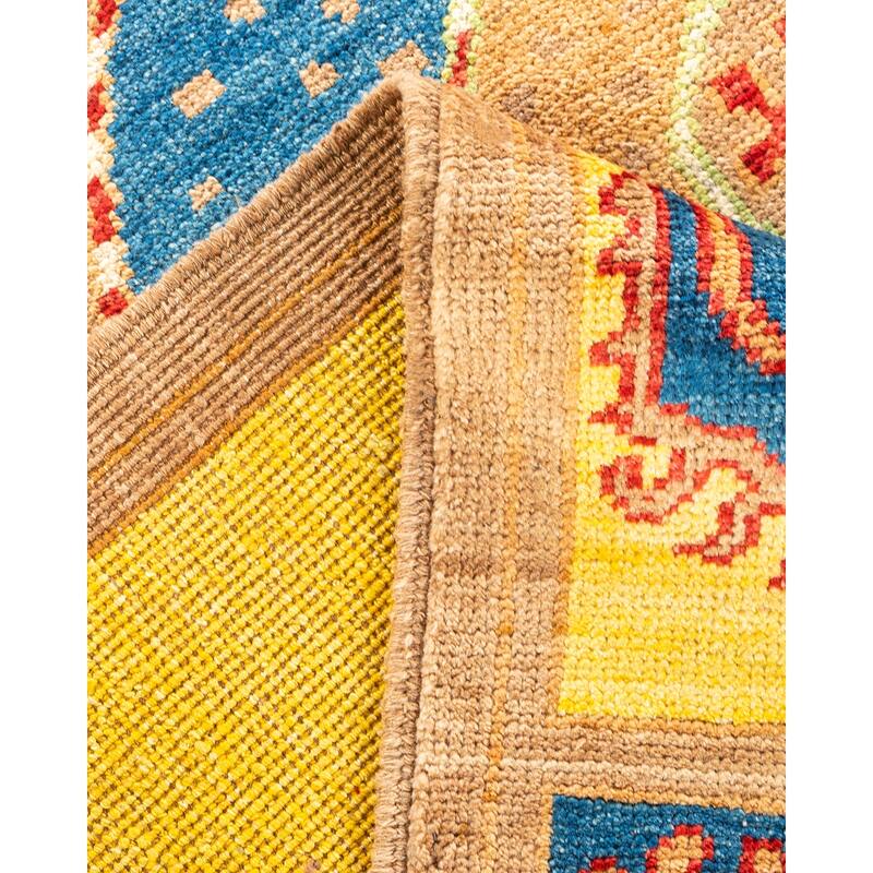 Overton Hand Knotted Wool Vintage Inspired Modern Contemporary Modern Yellow Area Rug - 6' 2" x 8' 10"
