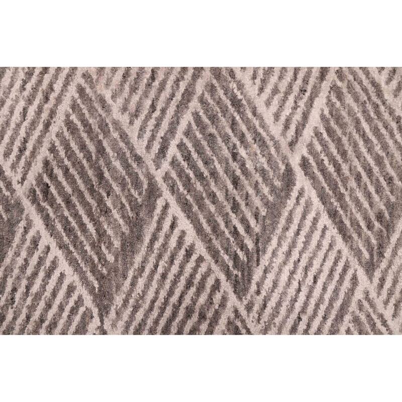 ECARPETGALLERY Hand Loomed Elysian Dark Grey Silk, Wool Rug - 6'0 x 8'11