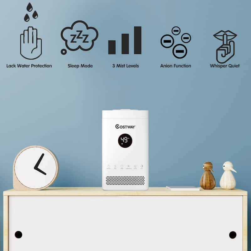 Costway 3.5L Quiet Top Fill Air Humidifier w/ 3-Level Mist Timer Sleep