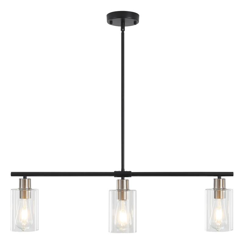 Modern Linear Ceiling Hanging Light 3-Lights Industrial Pendant Light with Adjustable Height for Living Room, Foyer - N/A