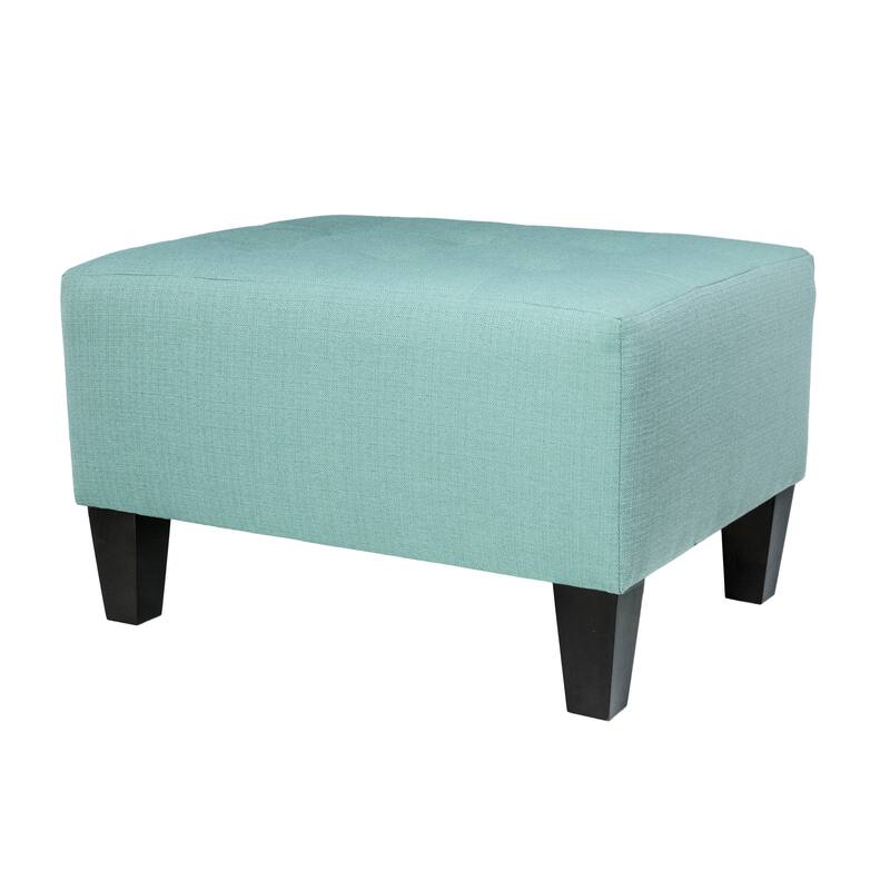 MJL Furniture MAX Squared Decorative Button Tufted Upholstered Sea Mist Firm Ottoman
