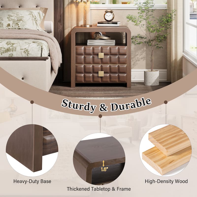 Christopher Knight Home - Walden Modern Wood Nightstand with Storage and Open Shelf