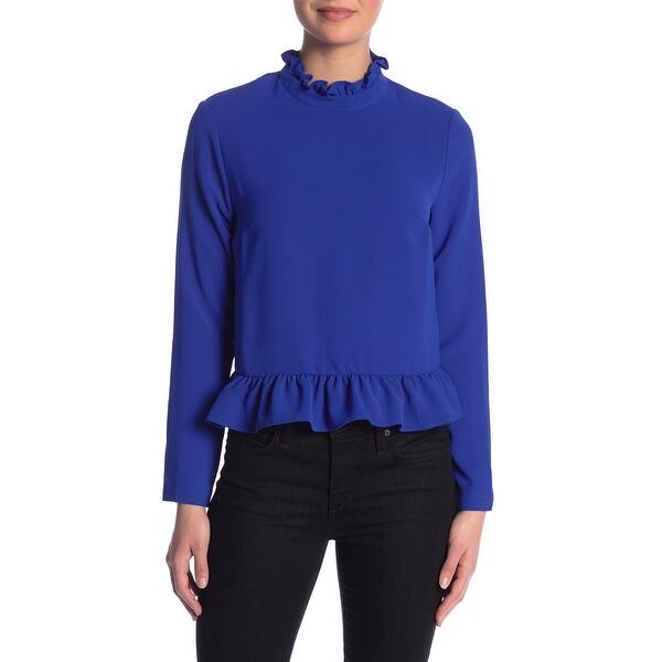 Shop Code X Mode Royal Blue Womens Size Xs Mocked Neck Ruffle Hem