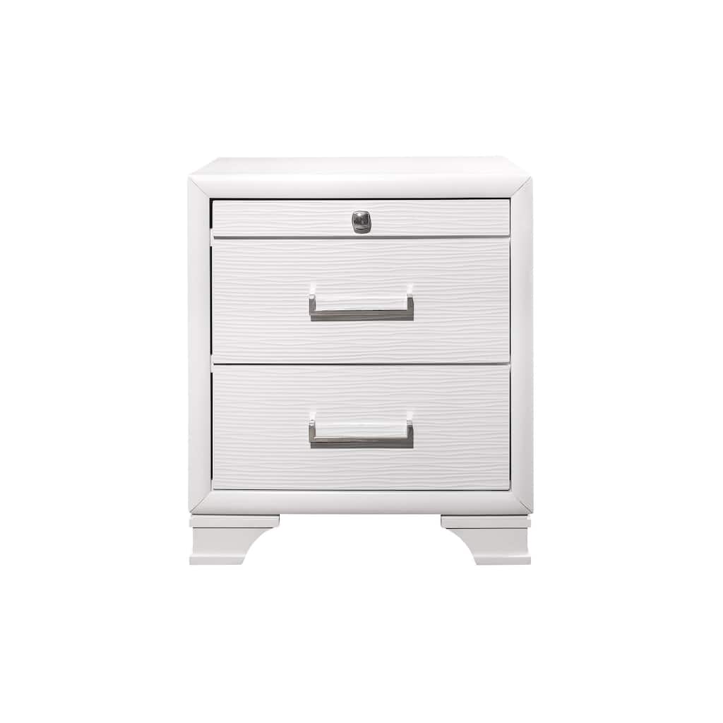 White Modern Nightstand with Dovetail Joints and Detachable Feet