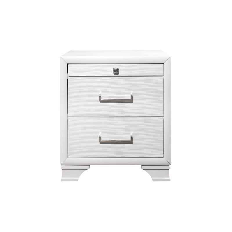 White Modern Nightstand with Dovetail Joints and Detachable Feet - White