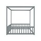 preview thumbnail 27 of 49, Full Size Wood Canopy Bed with Guardrails,Floor Bed For Kids